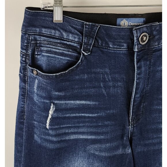 Democracy Jeans Women 14 Blue AB Solution Vintage Stretch Distressed Denim 32x30 - Picture 3 of 11